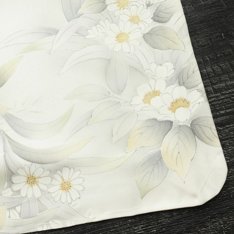 小紋 正絹 花柄 袷仕立て 身丈154.5cm 裄丈64.5cm 箔 着物 グレー_画像17