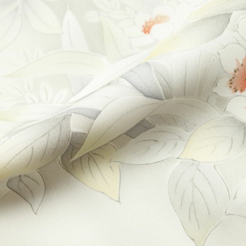 小紋 正絹 花柄 袷仕立て 身丈154.5cm 裄丈64.5cm 箔 着物 グレー_画像21