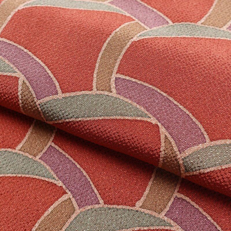 小紋 良品 縮緬 正絹 幾何学柄・抽象柄 袷仕立て 身丈162.5cm 裄丈68cm 一部しつけ糸付き 着物 ピンク_画像20