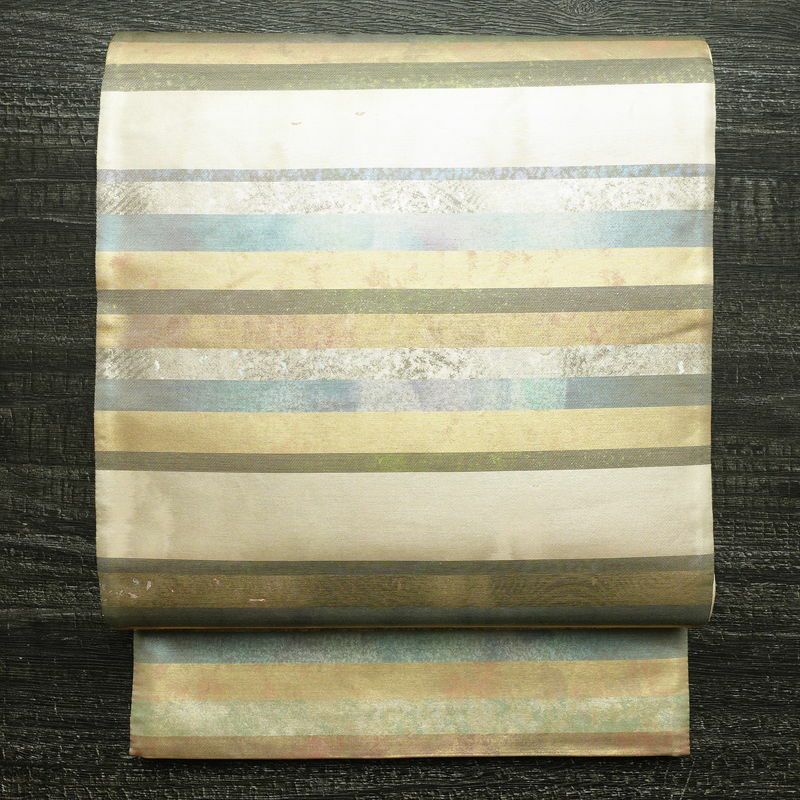 袋帯 六通柄 フォーマル用 正絹 縞柄・線柄 箔 帯 多色使い_画像1