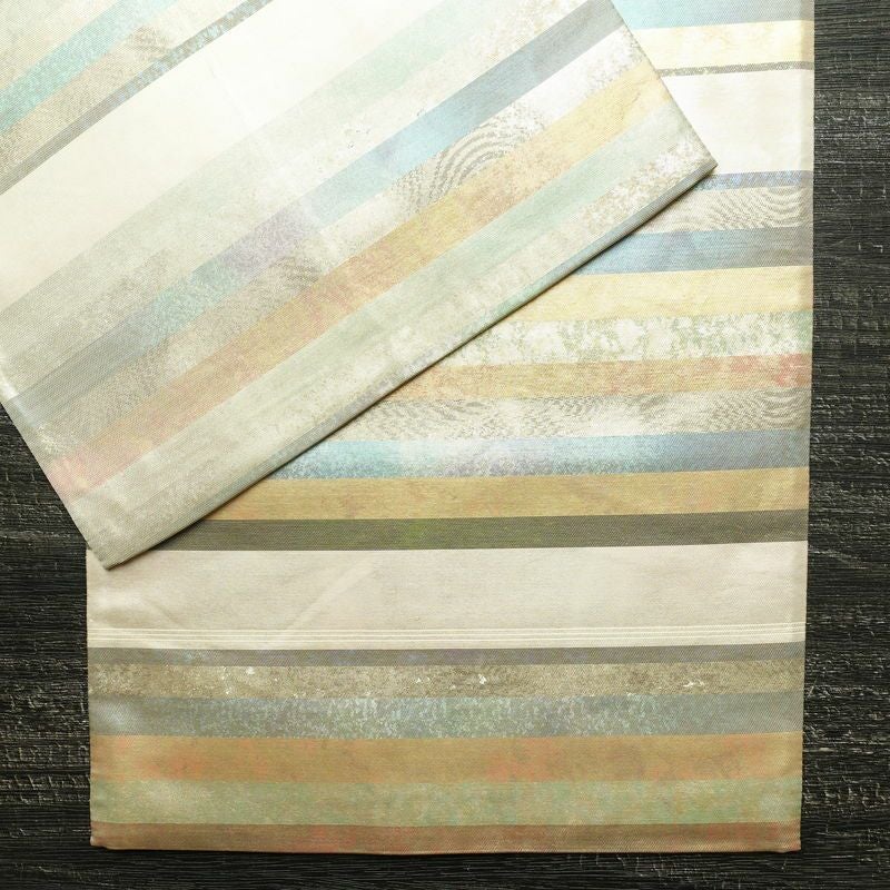 袋帯 六通柄 フォーマル用 正絹 縞柄・線柄 箔 帯 多色使い_画像13