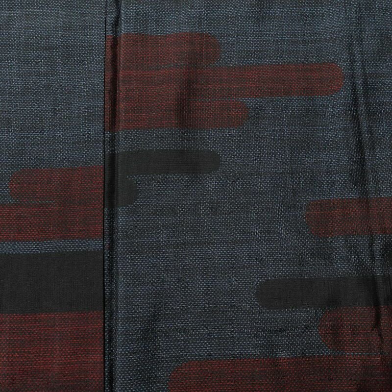 紬 正絹 幾何学柄・抽象柄 袷仕立て 身丈161.5cm 裄丈65.5cm 着物 青・紺_画像6