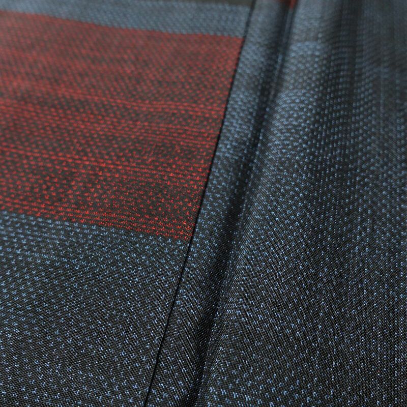 紬 正絹 幾何学柄・抽象柄 袷仕立て 身丈161.5cm 裄丈65.5cm 着物 青・紺_画像10