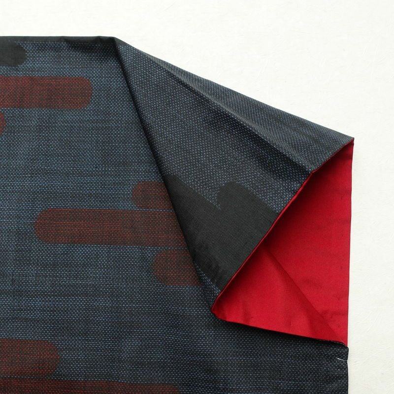 紬 正絹 幾何学柄・抽象柄 袷仕立て 身丈161.5cm 裄丈65.5cm 着物 青・紺_画像15