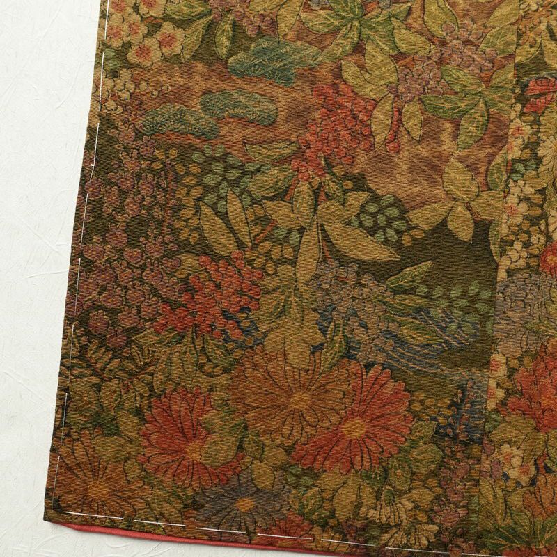 小紋 美品 しつけ糸付き 総柄 正絹 花柄 袷仕立て 身丈170cm 裄丈68cm 着物 多色使い_画像12