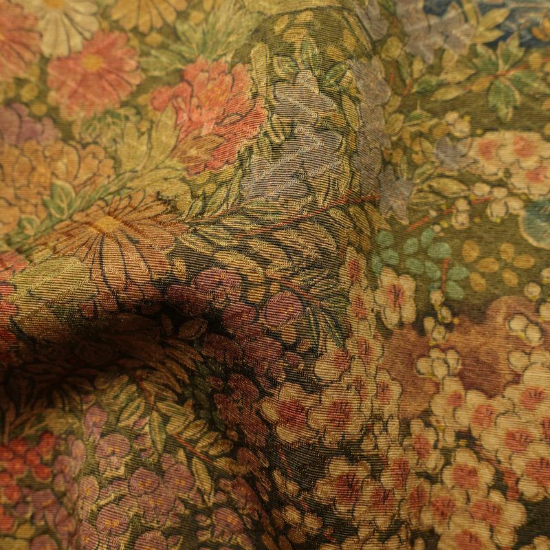 小紋 美品 しつけ糸付き 総柄 正絹 花柄 袷仕立て 身丈170cm 裄丈68cm 着物 多色使い_画像21