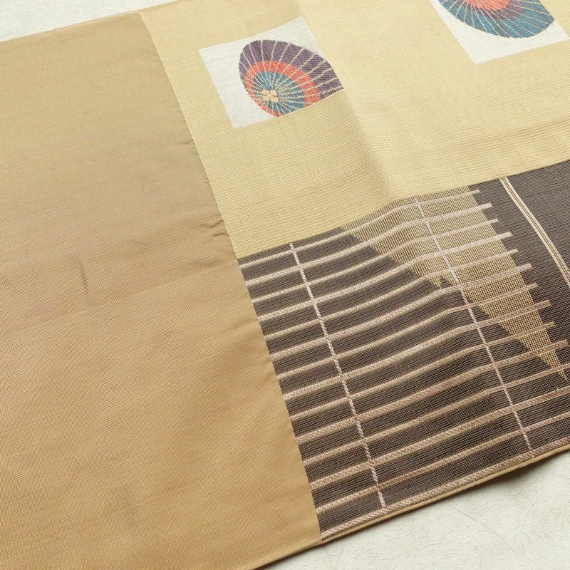 袋帯 六通柄 一般用 正絹 その他の柄 帯 黄・黄土色_画像16