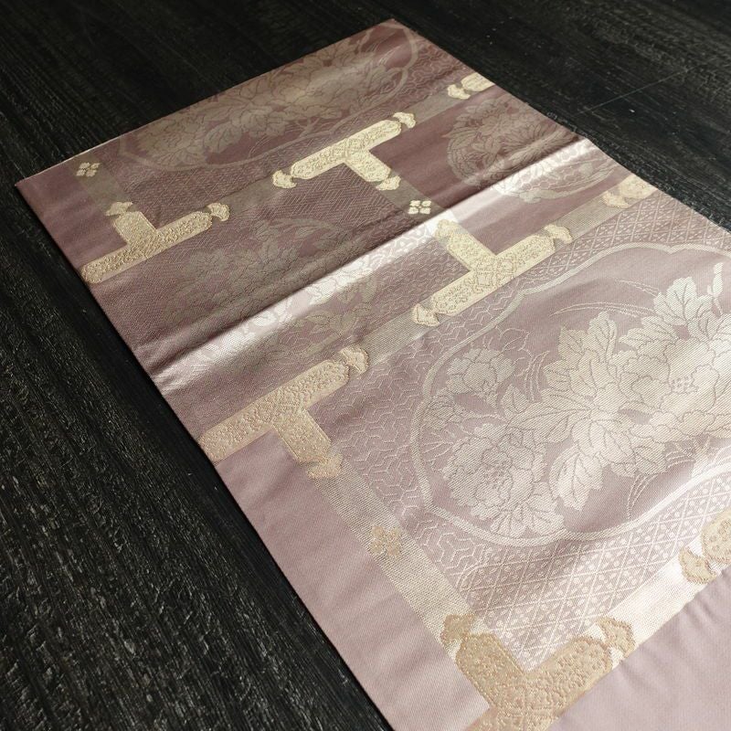 袋帯 六通柄 フォーマル用 正絹 花柄 箔 刺繍 帯 ピンク_画像17