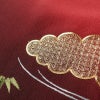 振袖 縮緬 金駒刺繍 正絹 古典柄 袷仕立て 身丈156.5cm 裄丈64cm 刺繍 金糸 フォーマル 着物 赤・朱_画像11