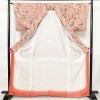 小紋 美品 しつけ糸付き 縮緬 正絹 花柄 袷仕立て 身丈165cm 裄丈65cm 着物 くすみピンク ピンク_画像3