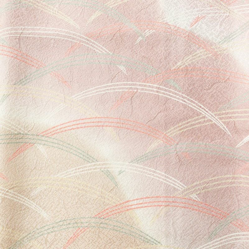 付け下げ 正絹 木の葉・植物柄 袷仕立て 身丈160cm 裄丈66cm フォーマル 芝 着物 ピンク_画像6