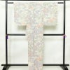 小紋 しつけ糸付き 縮緬 総柄 正絹 木の葉・植物柄 袷仕立て 身丈160cm 裄丈66cm 着物 多色使い_画像2