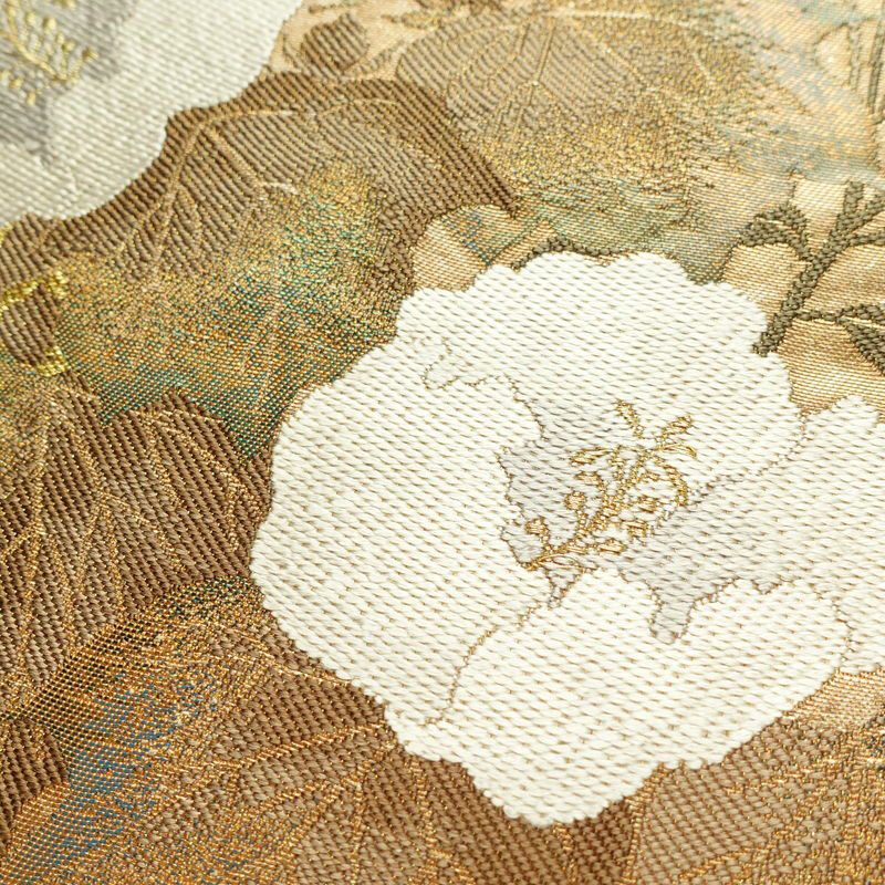 袋帯 太鼓柄 フォーマル用 正絹 花柄 箔 金糸 帯 金・銀_画像6