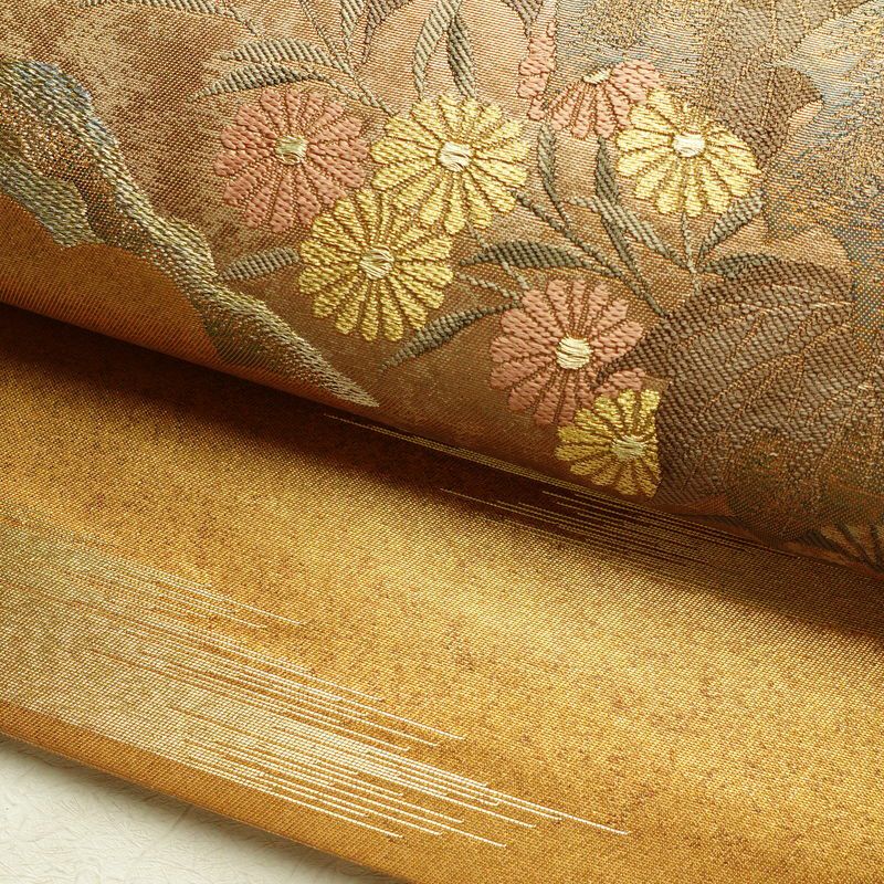 袋帯 太鼓柄 フォーマル用 正絹 花柄 箔 金糸 帯 金・銀_画像9