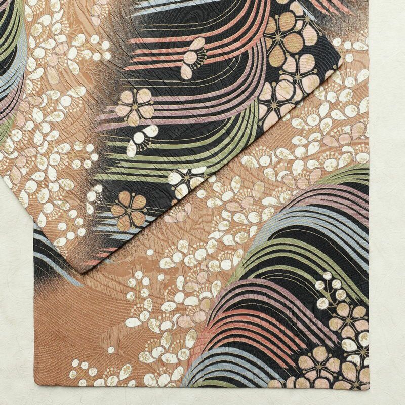 袋帯 全通柄 良品 フォーマル用 正絹 流水・波柄 帯 花柄 多色使い_画像15