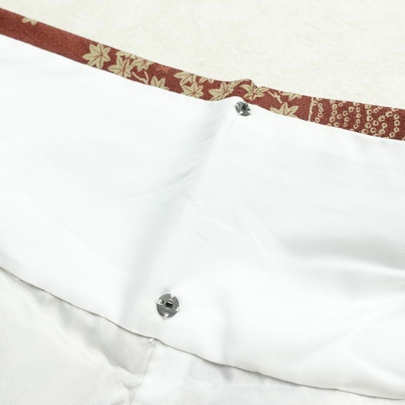 小紋 美品 しつけ糸付き 総柄 ポリエステル 古典柄 袷仕立て 身丈175.5cm 裄丈72cm 着物 小豆・エンジ_画像18