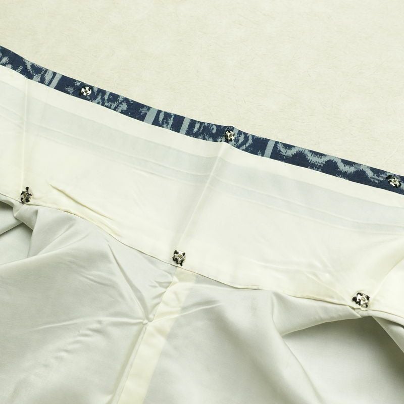 紬 正絹 幾何学柄・抽象柄 袷仕立て 身丈166cm 裄丈66cm 着物 青・紺_画像19