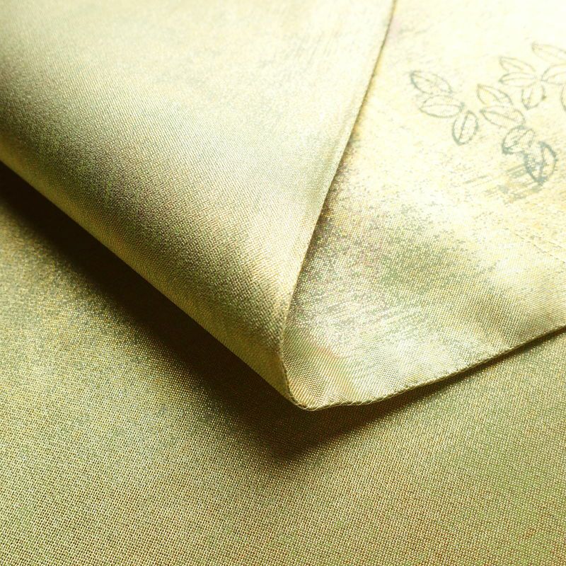 袋帯 六通柄 美品 フォーマル用 正絹 木の葉・植物柄 箔 帯 流水 緑・うぐいす色_画像10