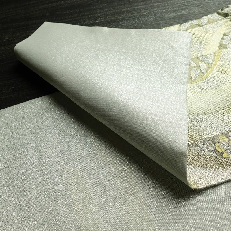 袋帯 未仕立て 六通柄 良品 フォーマル用 正絹 縞柄・線柄 箔 金糸 帯 金・銀_画像9