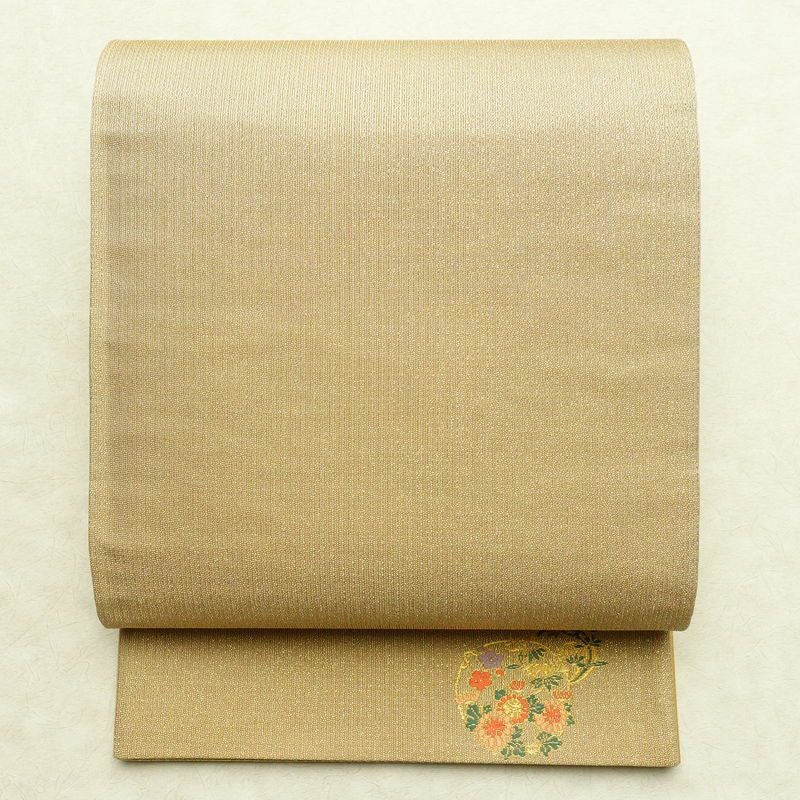 袋帯 六通柄 美品 フォーマル用 正絹 花柄 金糸 帯 金・銀_画像1