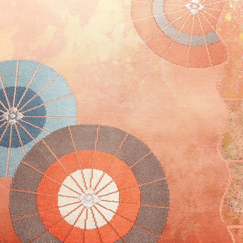 名古屋帯 六通柄 良品 正絹 古典柄 名古屋仕立て 帯 サーモンピンク ピンク_画像3