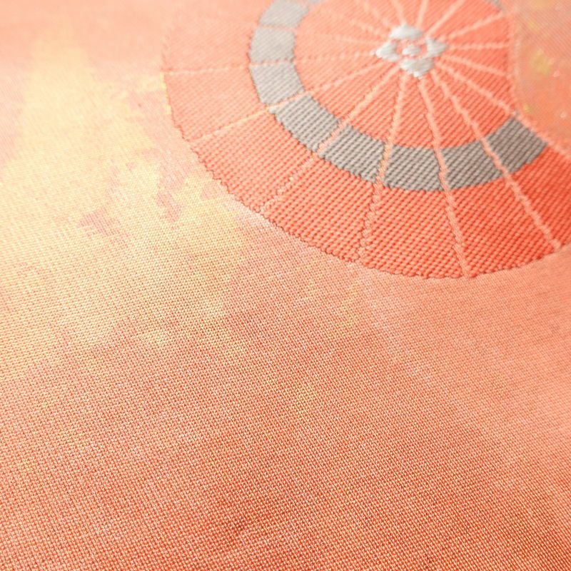 名古屋帯 六通柄 良品 正絹 古典柄 名古屋仕立て 帯 サーモンピンク ピンク_画像7