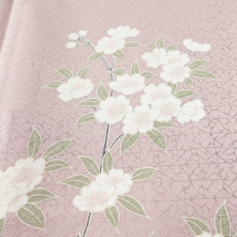 訪問着 良品 しつけ糸付き 綸子 正絹 古典柄 袷仕立て 身丈166cm 裄丈69.5cm 箔 金彩 フォーマル 着物 紫・藤色_画像8