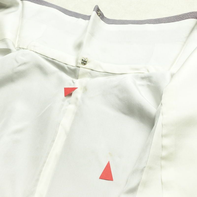 小紋 良品 斉藤三才 落款入り 縮緬 正絹 その他の柄 袷仕立て 身丈166cm 裄丈67cm 着物 紫・藤色_画像20