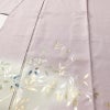 付け下げ 良品 縮緬 正絹 木の葉・植物柄 袷仕立て 身丈160cm 裄丈63.5cm 箔 共八掛 フォーマル 着物 紫・藤色_画像5
