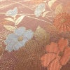 名古屋帯 六通柄 正絹 花柄 名古屋仕立て 菊 萩 箔 帯 小豆・エンジ_画像5