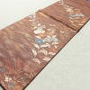 名古屋帯 六通柄 正絹 花柄 名古屋仕立て 菊 萩 箔 帯 小豆・エンジ_画像9
