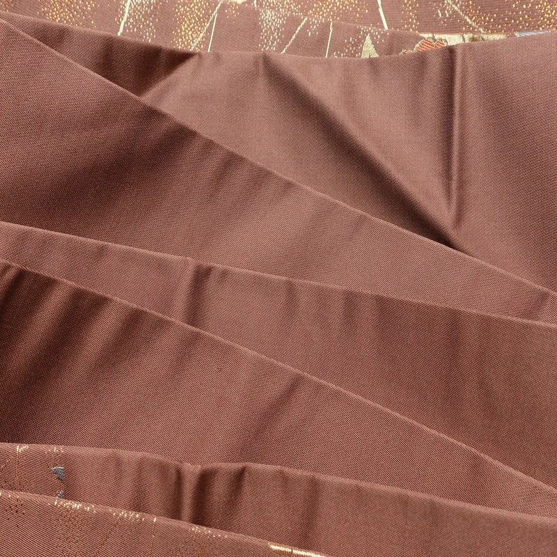 名古屋帯 六通柄 正絹 花柄 名古屋仕立て 菊 萩 箔 帯 小豆・エンジ_画像18