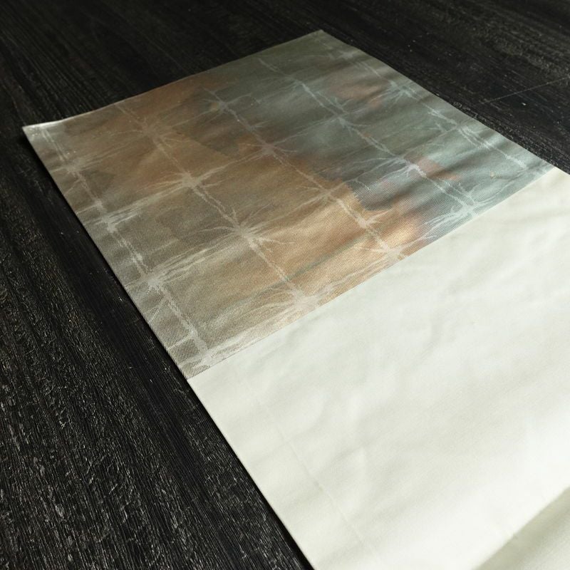 名古屋帯 六通柄 正絹 チェック・格子柄 通し仕立て 箔 帯 多色使い_画像17