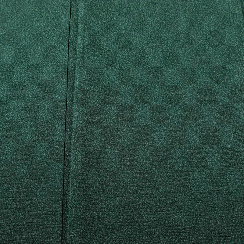 色無地 良品 一つ紋付き 正絹 チェック・格子柄 袷仕立て 身丈155cm 裄丈64cm フォーマル 着物 緑・うぐいす色_画像6