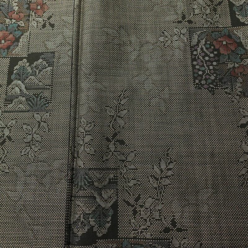 大島紬 古代染色純泥染 美品 証紙あり しつけ糸付き 正絹 木の葉・植物柄 袷仕立て 身丈166.5cm 裄丈66cm 着物 茶_画像6