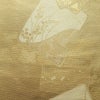 名古屋帯 六通柄 正絹 木の葉・植物柄 名古屋仕立て 箔 帯 黄・黄土色_画像2