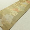 名古屋帯 六通柄 正絹 木の葉・植物柄 名古屋仕立て 箔 帯 黄・黄土色_画像8