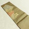 名古屋帯 六通柄 正絹 木の葉・植物柄 名古屋仕立て 箔 帯 黄・黄土色_画像16