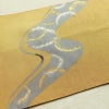 名古屋帯 太鼓柄 正絹 幾何学柄・抽象柄 通し仕立て 箔 金糸 銀糸 帯 黄・黄土色_画像15