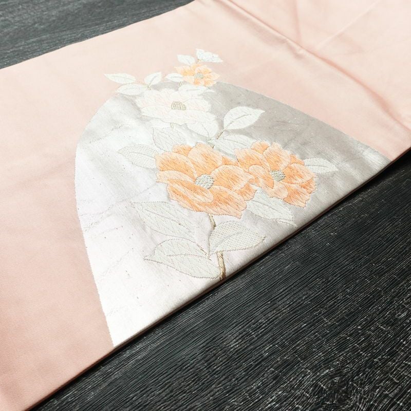 名古屋帯 太鼓柄 正絹 花柄 名古屋仕立て 金糸 帯 ピンク_画像12