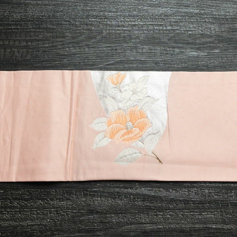 名古屋帯 太鼓柄 正絹 花柄 名古屋仕立て 金糸 帯 ピンク_画像15
