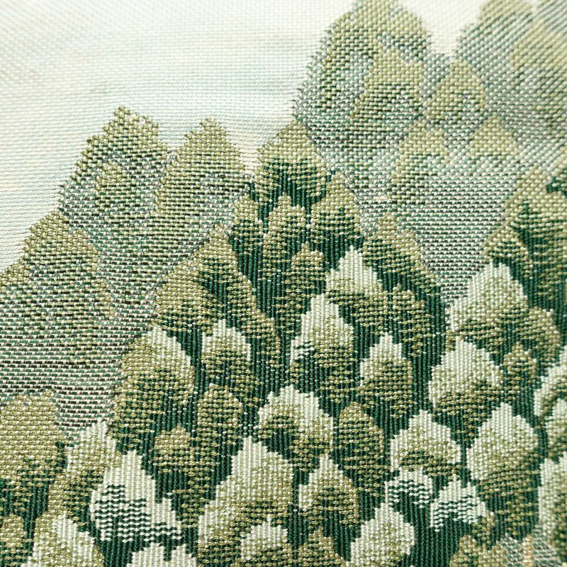 名古屋帯 太鼓柄 正絹 風景柄 松葉仕立て 帯 ベージュ_画像4