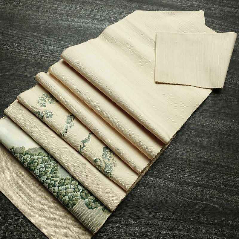 名古屋帯 太鼓柄 正絹 風景柄 松葉仕立て 帯 ベージュ_画像20