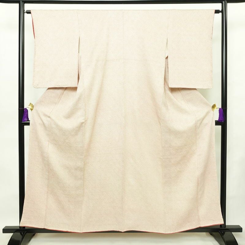 小紋 絞り しつけ糸付き 総絞り 正絹 古典柄 袷仕立て 身丈157cm 裄丈63.5cm 着物 ピンク_画像1