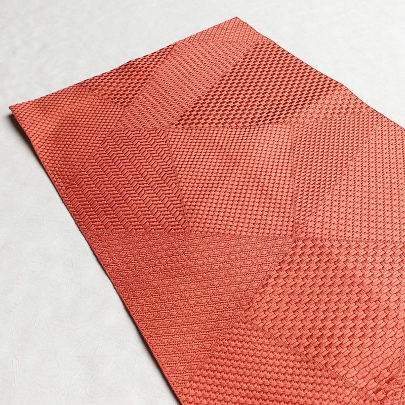 名古屋帯 全通柄 良品 正絹 幾何学柄・抽象柄 通し仕立て 帯 ピンク_画像16