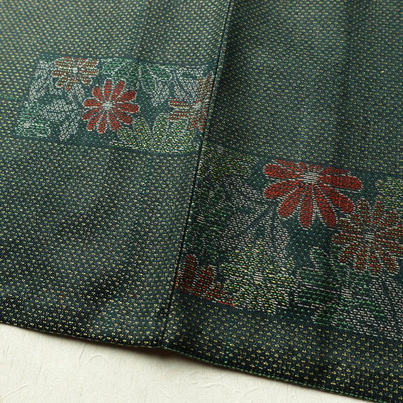 単衣 小紋 良品 正絹 花柄 単衣仕立て 身丈158.5cm 裄丈63cm 着物 緑・うぐいす色_画像11