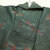 単衣 小紋 良品 正絹 花柄 単衣仕立て 身丈158.5cm 裄丈63cm 着物 緑・うぐいす色_画像16