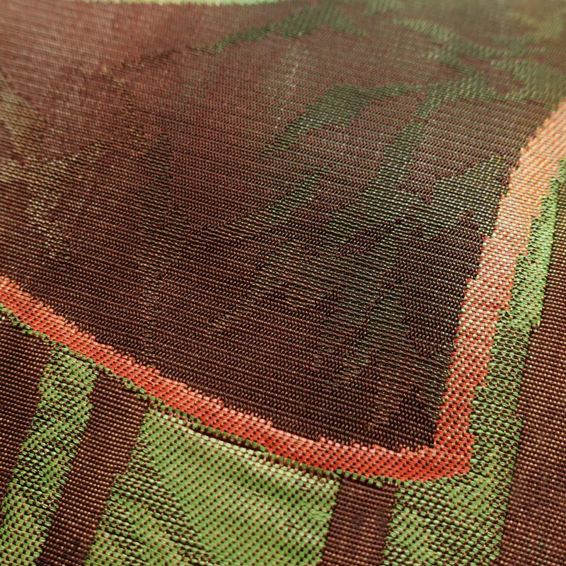 名古屋帯 六通柄 正絹 幾何学柄・抽象柄 通し仕立て 帯 茶_画像5