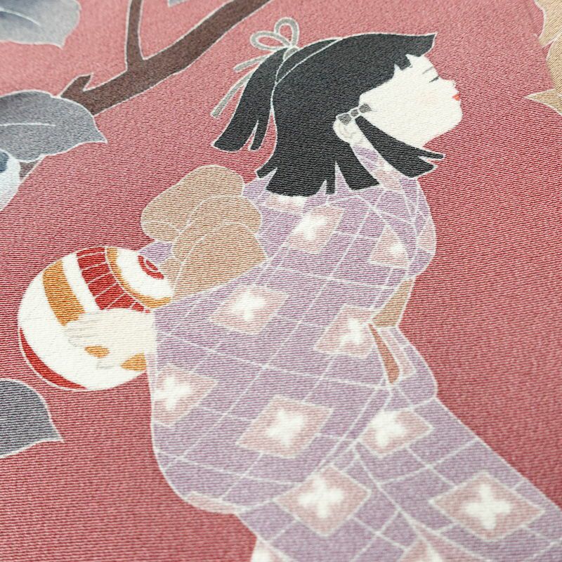 訪問着 落款入り 関口遼一 十日町友禅 一つ紋付き 正絹 人物・動物柄 袷仕立て 身丈159cm 裄丈63.5cm フォーマル 着物 ピンク_画像8