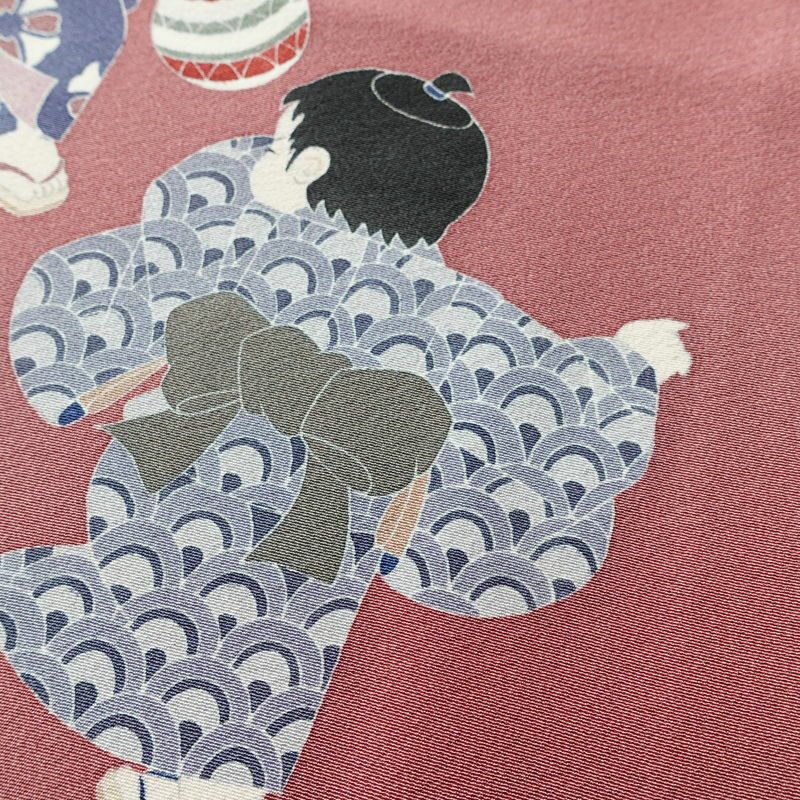 訪問着 落款入り 関口遼一 十日町友禅 一つ紋付き 正絹 人物・動物柄 袷仕立て 身丈159cm 裄丈63.5cm フォーマル 着物 ピンク_画像9